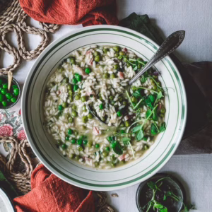 Bowl of Venetian rice and peas