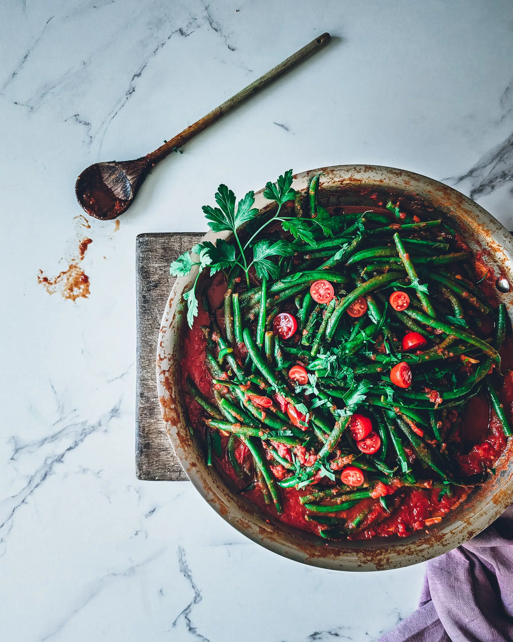 Green beans in garlicky tomato sauce the Venetian kitchen 24